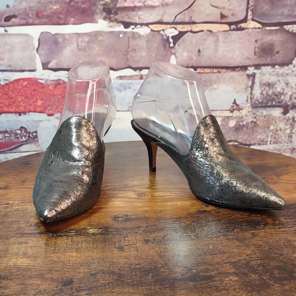 Adrianna Papell Snake Embossed Leather Mules